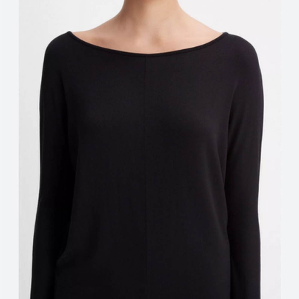 Black Vince scoop neck wool and cashmere sweater, large.